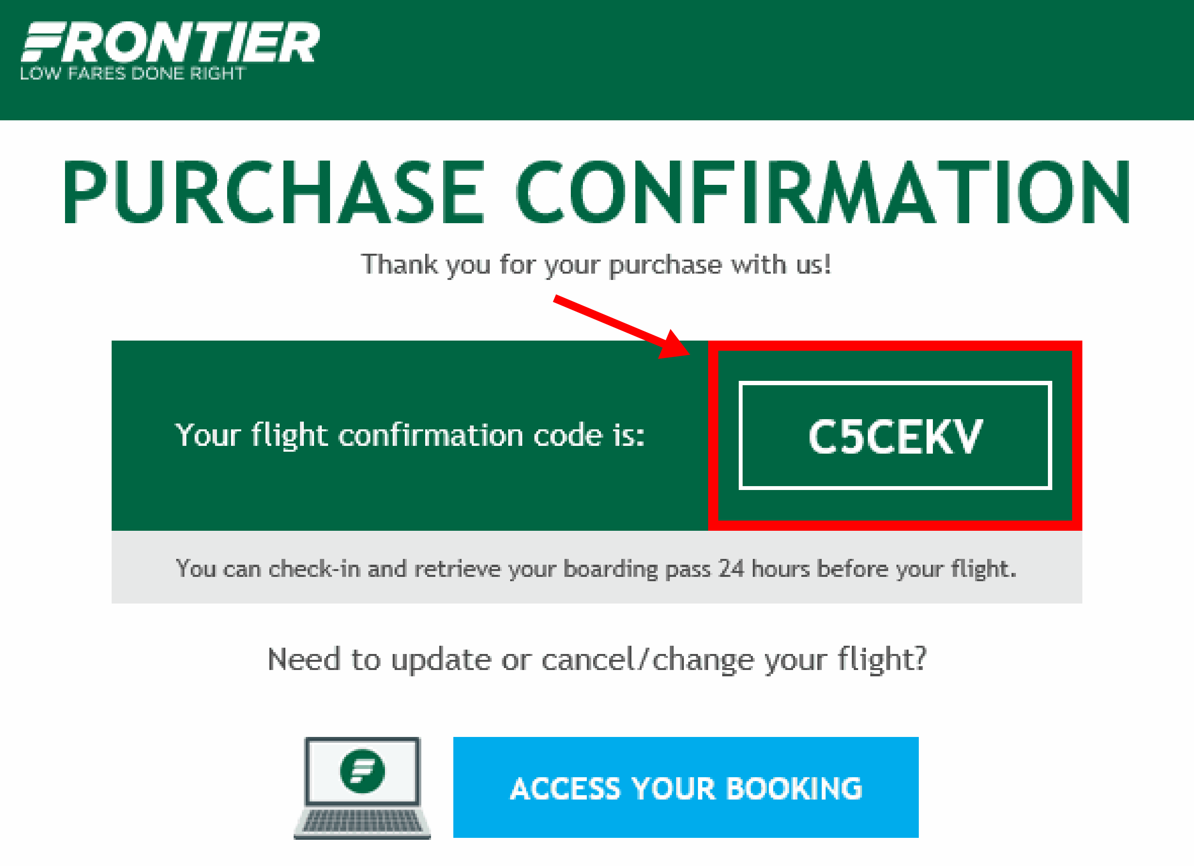 Confirmation Code | Frontier Airlines